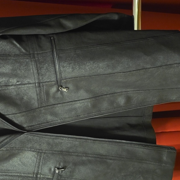 Charlie B Longline Faux Suede Moto Jacket Size L - Picture 4 of 13